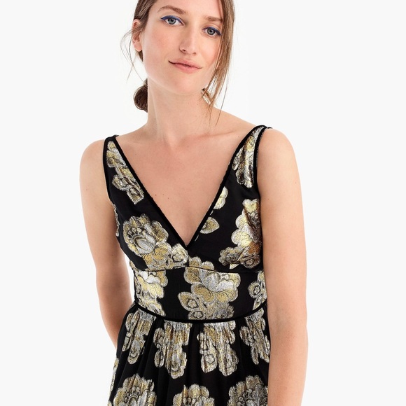 J.Crew Collection V-neck dress in metallic silk - Picture 3 of 7
